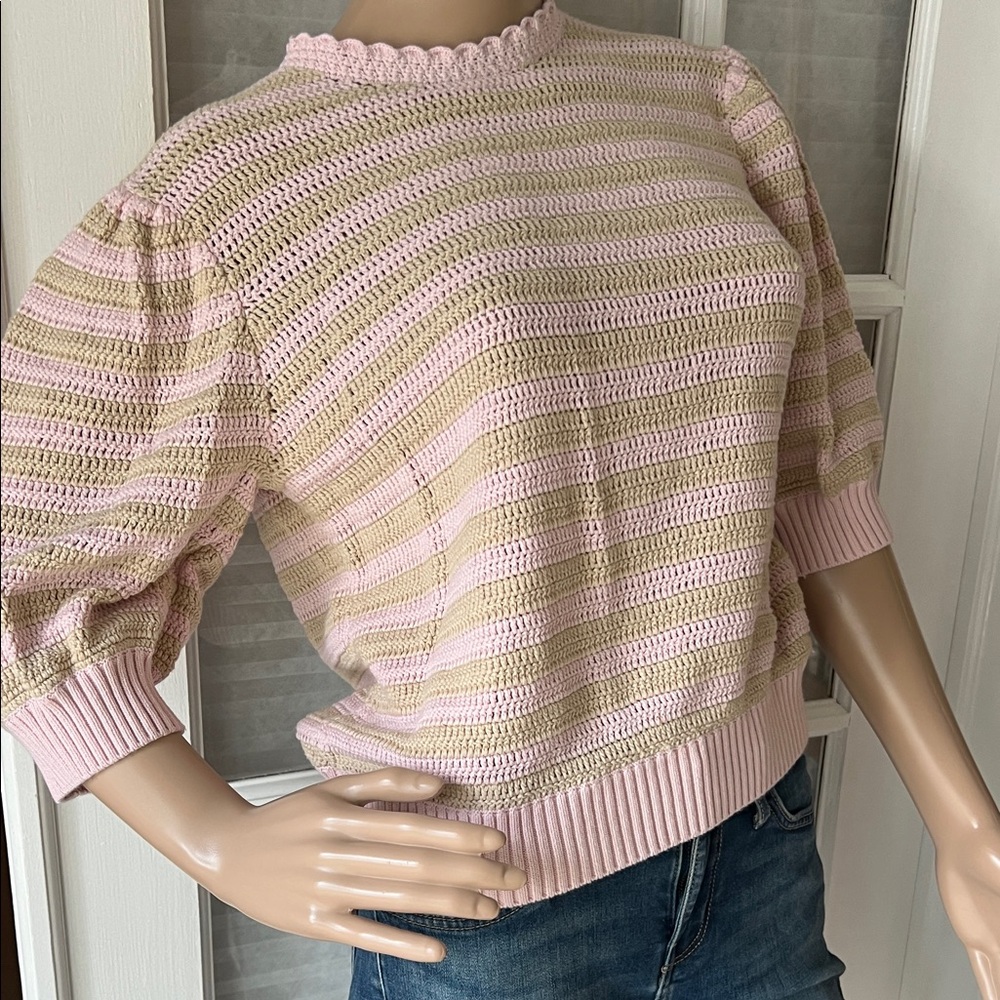 Striped Pink and Cream Women's Sweater